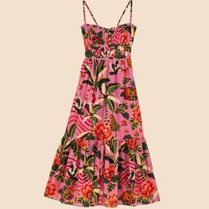 Pink Leopard Forest Midi Dress